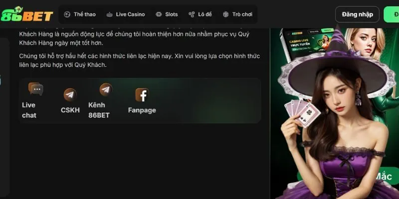 Đánh giá chi tiết về hệ thống chăm sóc khách hàng tại 86BET