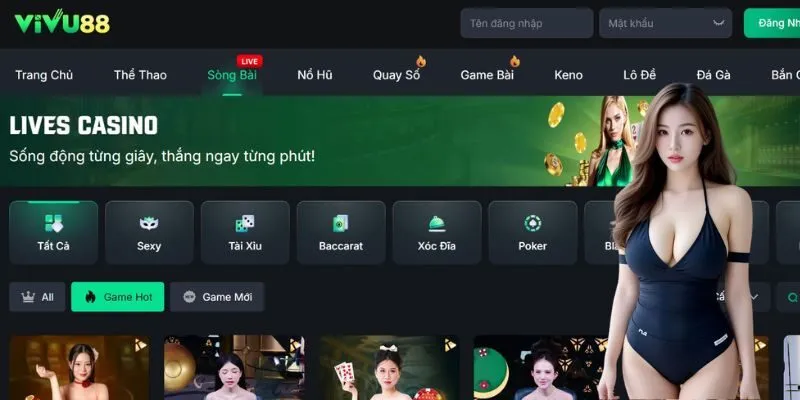 Sảnh live casino Vivu88 với thiết kế vô cùng đẹp mắt